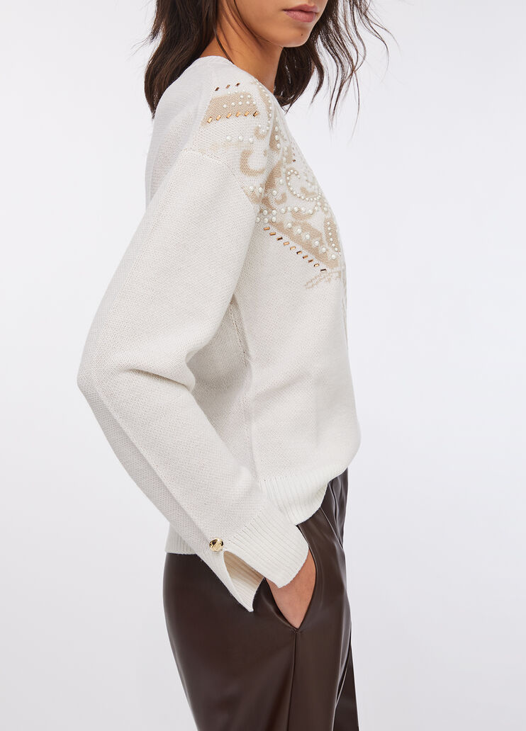 Pull jacquard en laine blanc Liu Jo - large image number 3