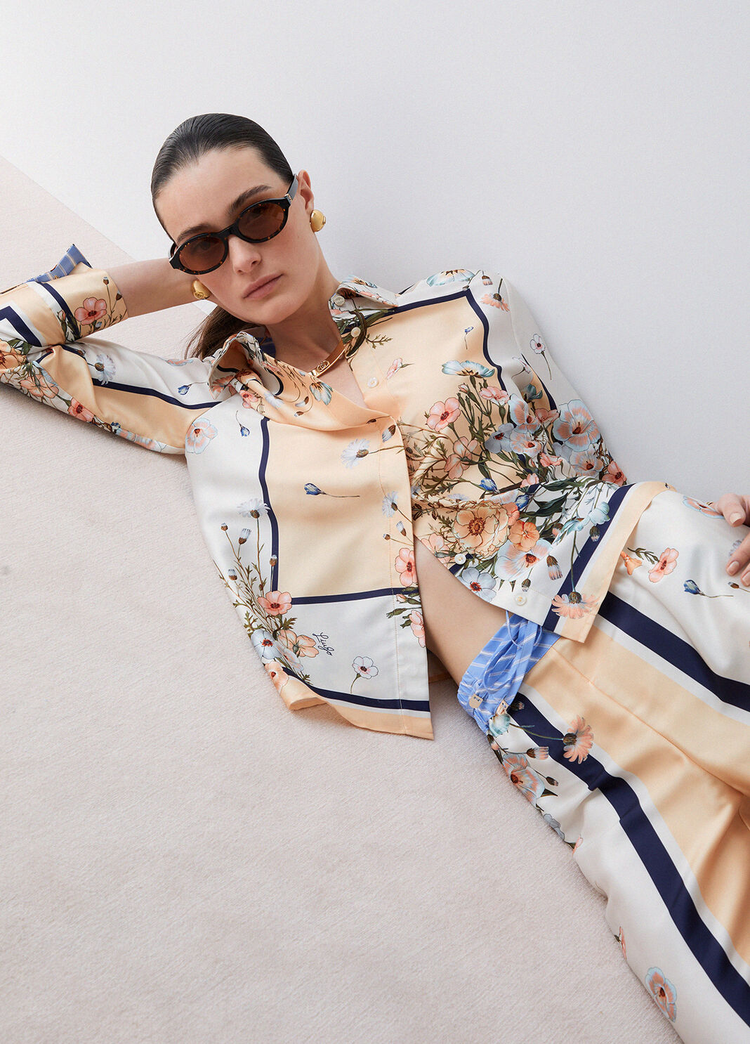 Рубашка из принтованного твила оранжевый/голубой Liu Jo - large image number 3