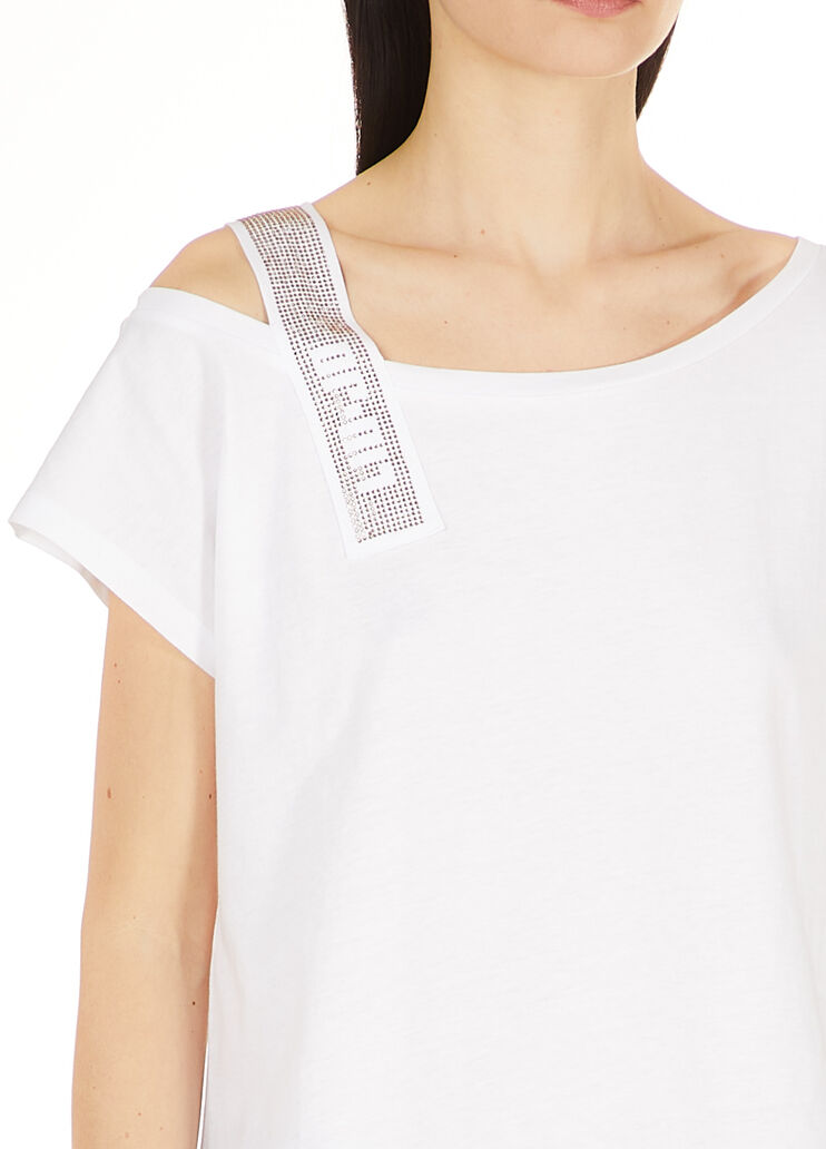 T-shirt with gemstones Optic White Liu Jo - large image number 2 T-shirt with gemstones Optic White Liu Jo - large image number 2