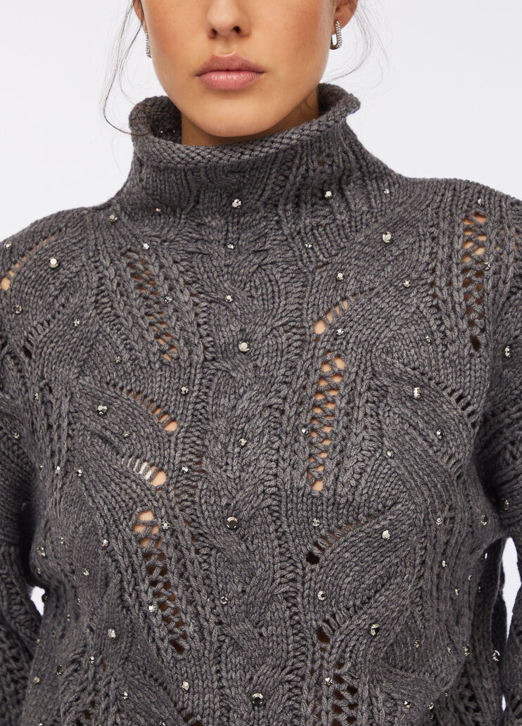 Pull à col roulé orné de pierres gris Liu Jo - medium