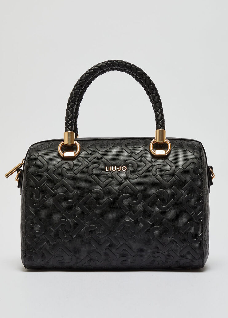 Boston bag with embossed monogram logo black Liu Jo - large image number 0 Boston bag with embossed monogram logo black Liu Jo - large image number 0