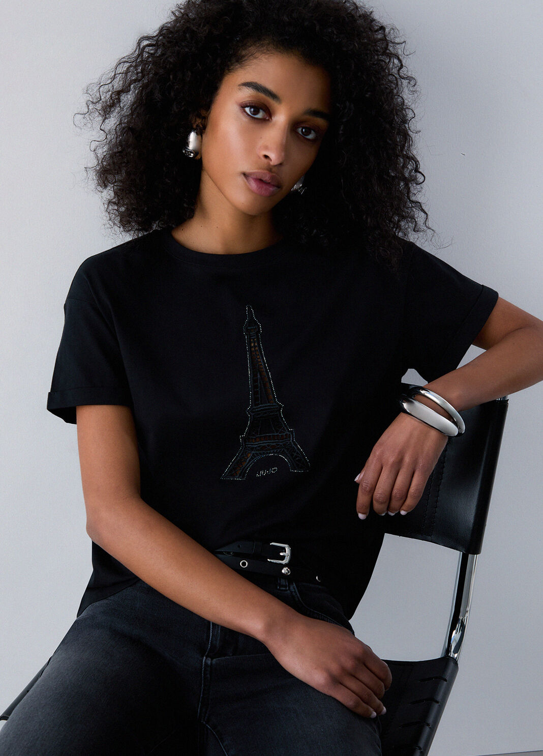 T-shirt with appliqu&eacute;s black Liu Jo - large image number 2