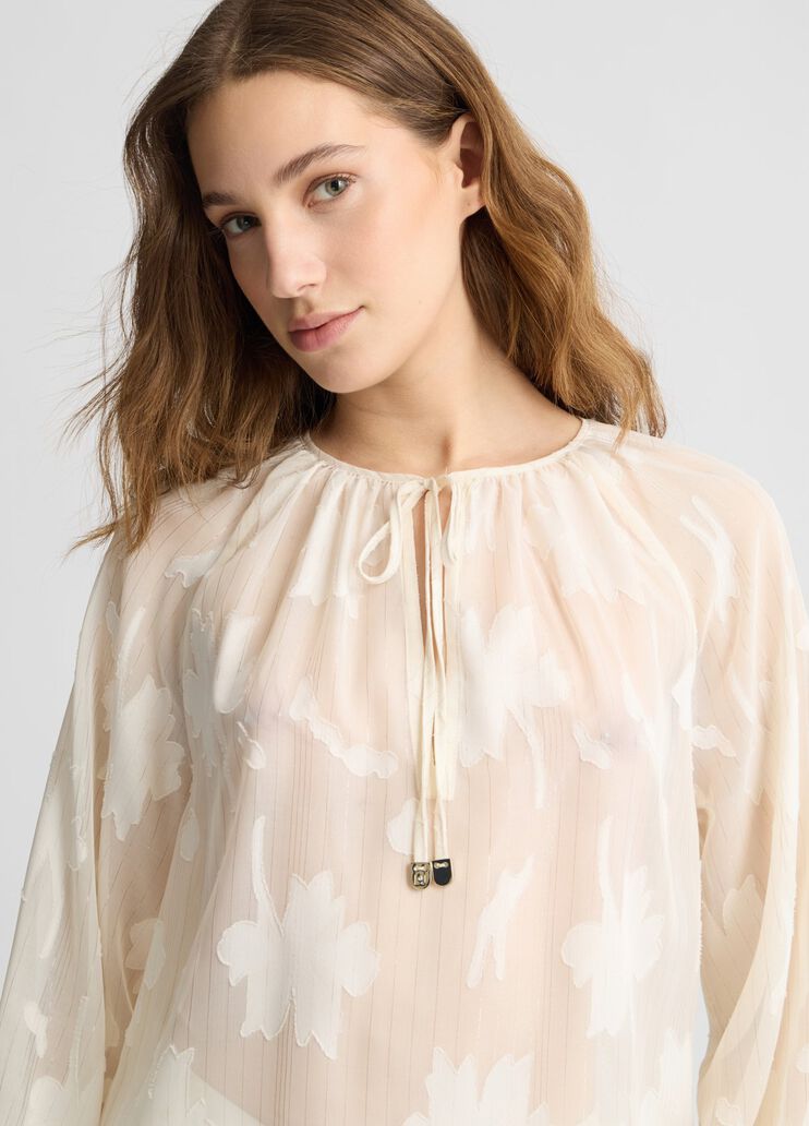 Floral lurex® blouse light beige Liu Jo - large image number 2 Floral lurex® blouse light beige Liu Jo - large image number 2