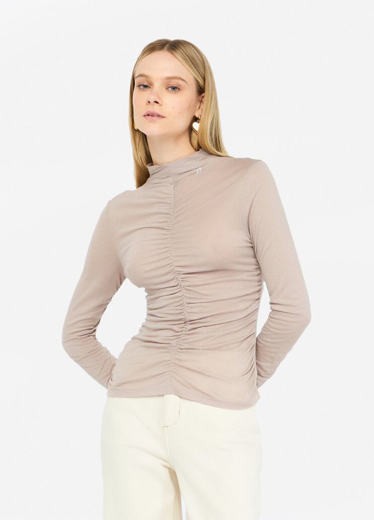Gathered wool-blend top dark beige Liu Jo - medium Gathered wool-blend top dark beige Liu Jo - medium