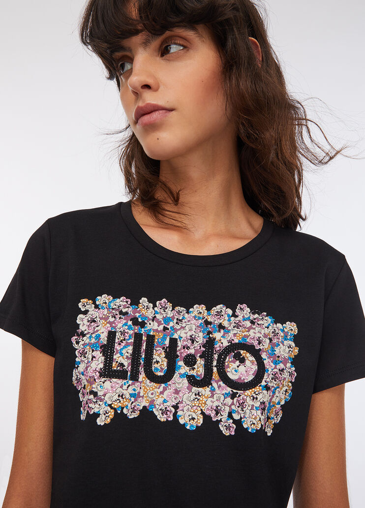 Liu Jo Better T-shirt black/floral Liu Jo - medium Liu Jo Better T-shirt black/floral Liu Jo - medium