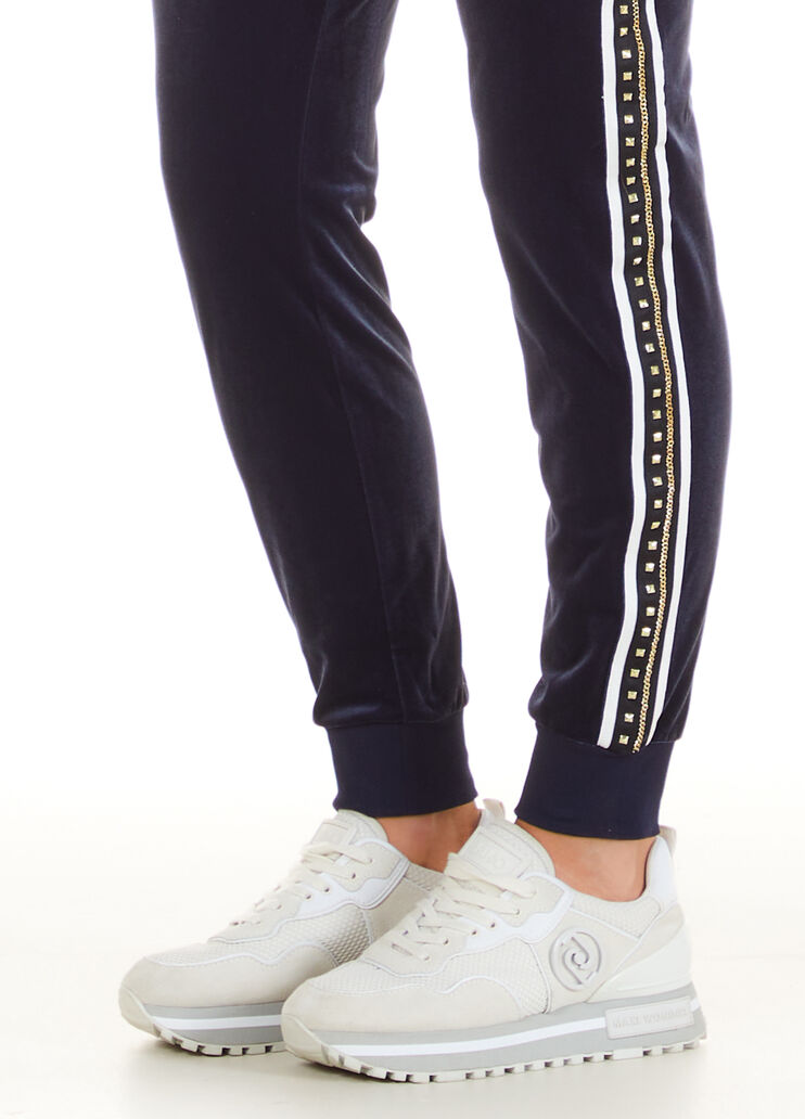 Pantalon en chenille avec clous bleu foncé Liu Jo - large image number 2 Pantalon en chenille avec clous bleu foncé Liu Jo - large image number 2