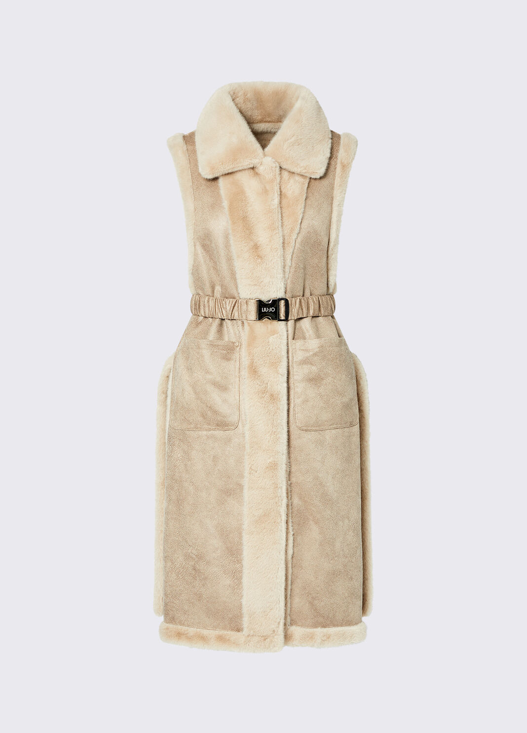 Gilet en peau lain&eacute;e synth&eacute;tique beurre Liu Jo - large image number 6