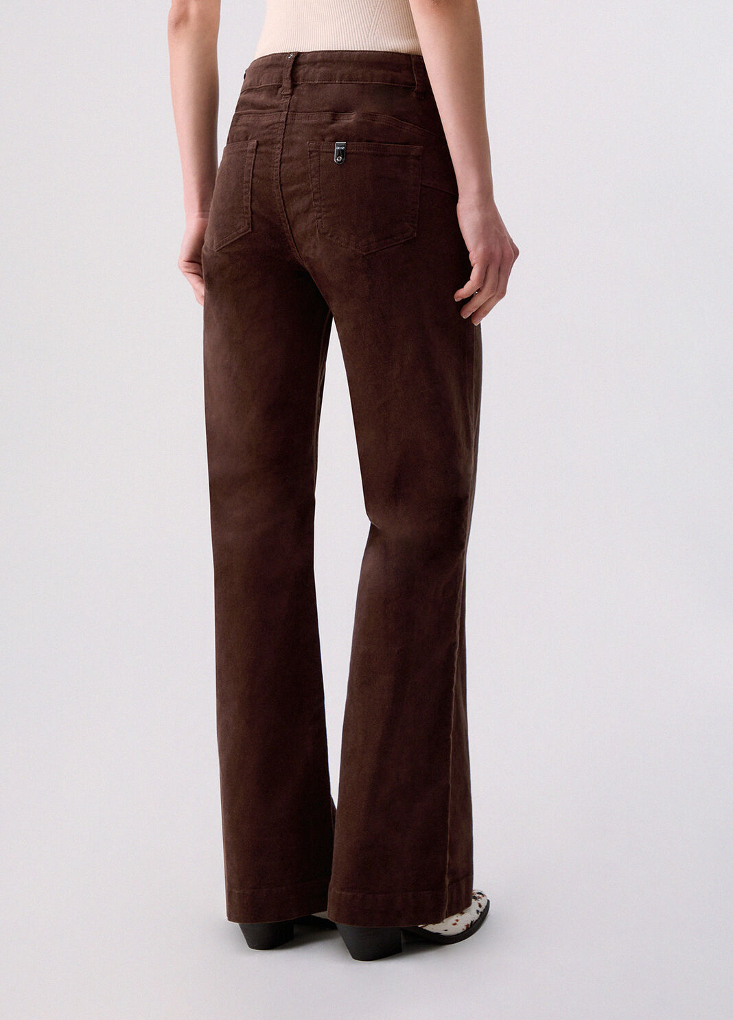 Flare trousers in velvet dark brown Liu Jo - large image number 1