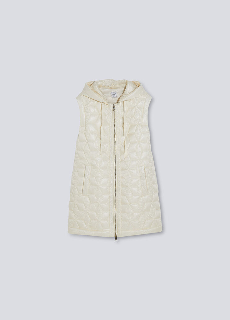 Padded vest with hood white wool Liu Jo - large image number 4 Padded vest with hood white wool Liu Jo - large image number 4
