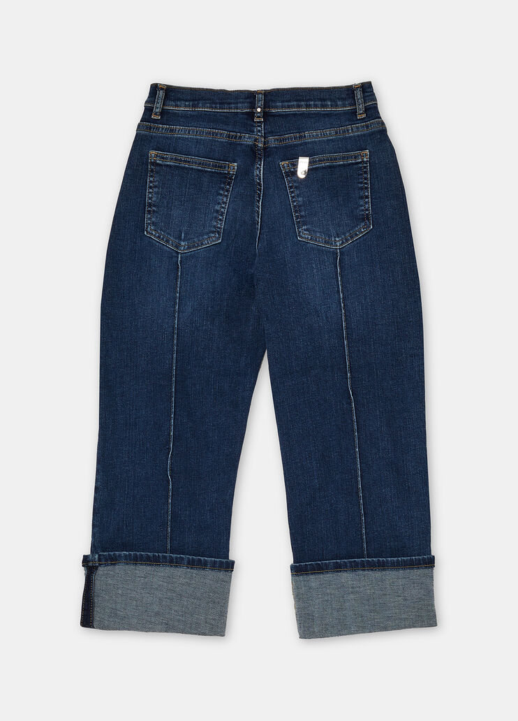Jean droit avec revers denim foncé Liu Jo - large image number 3 Jean droit avec revers denim foncé Liu Jo - large image number 3