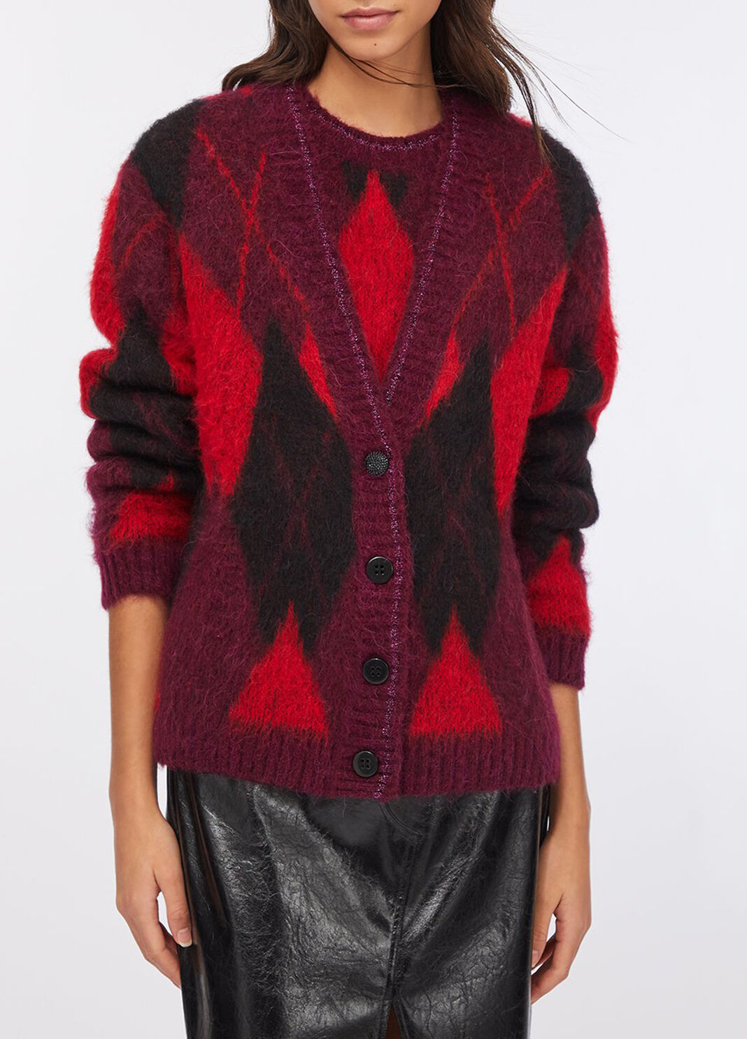 Cardigan a losanghe in wool and alpaca red Liu Jo - large image number 0