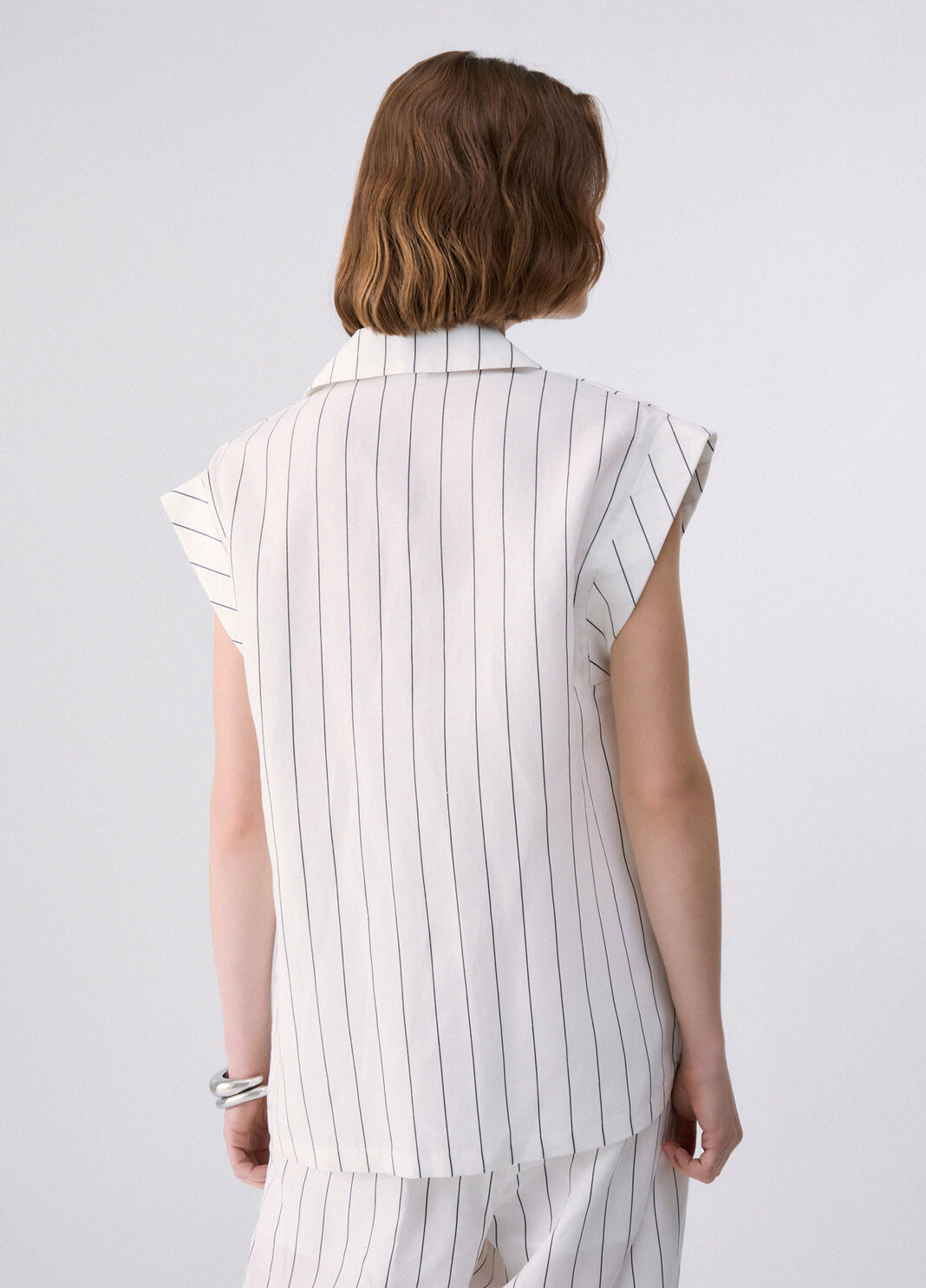 Linen-blend waistcoat pinstripe white Liu Jo - large image number 1