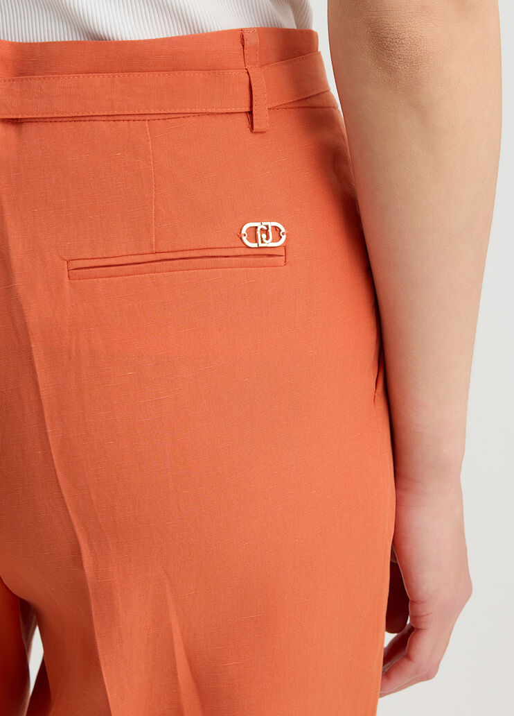 Linen-blend trousers terracotta Liu Jo - large image number 2 Linen-blend trousers terracotta Liu Jo - large image number 2