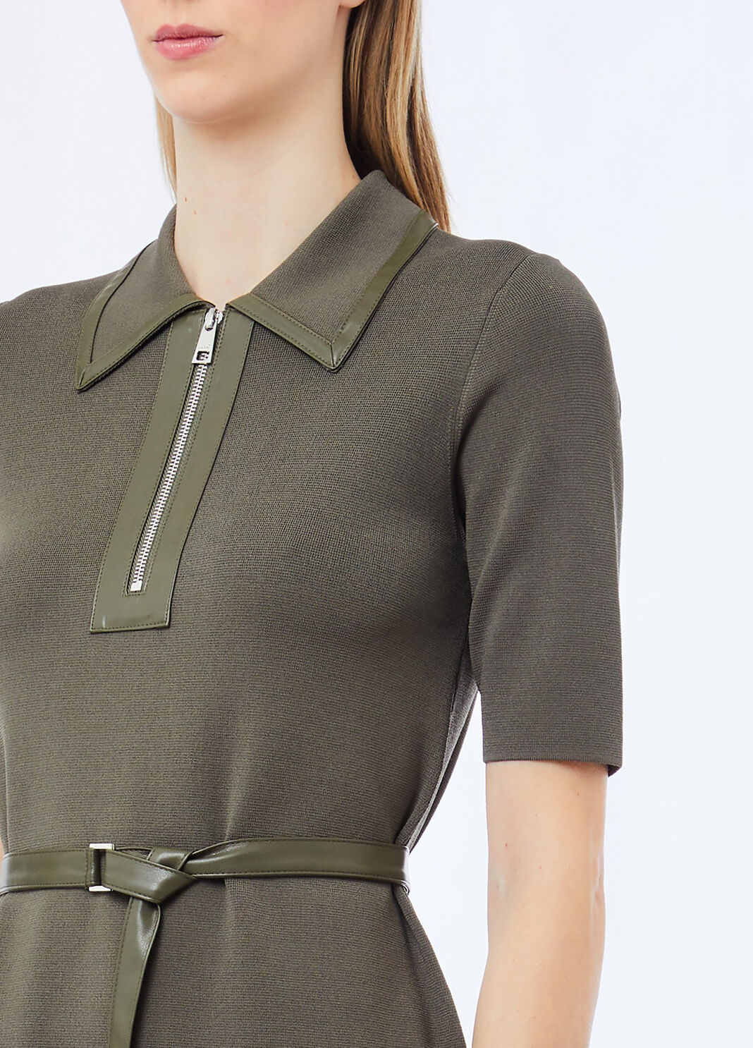 Dress in knit with belt military green Liu Jo - large image number 2