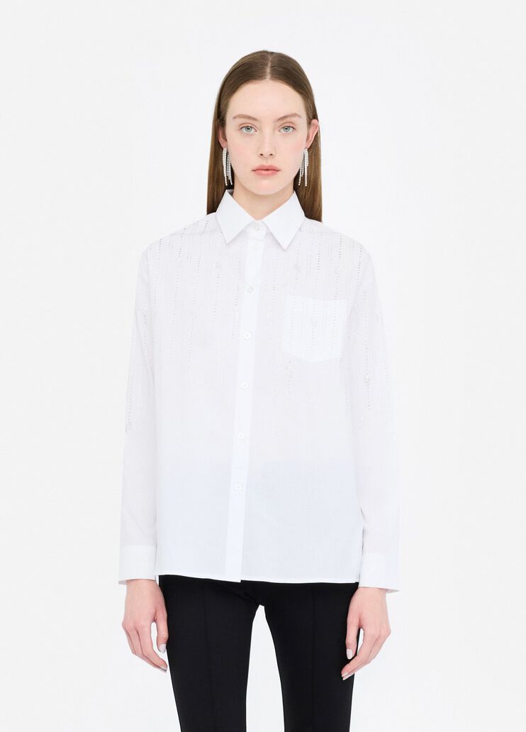 Cotton shirt with rhinestones white/logo Liu Jo - medium Cotton shirt with rhinestones white/logo Liu Jo - medium