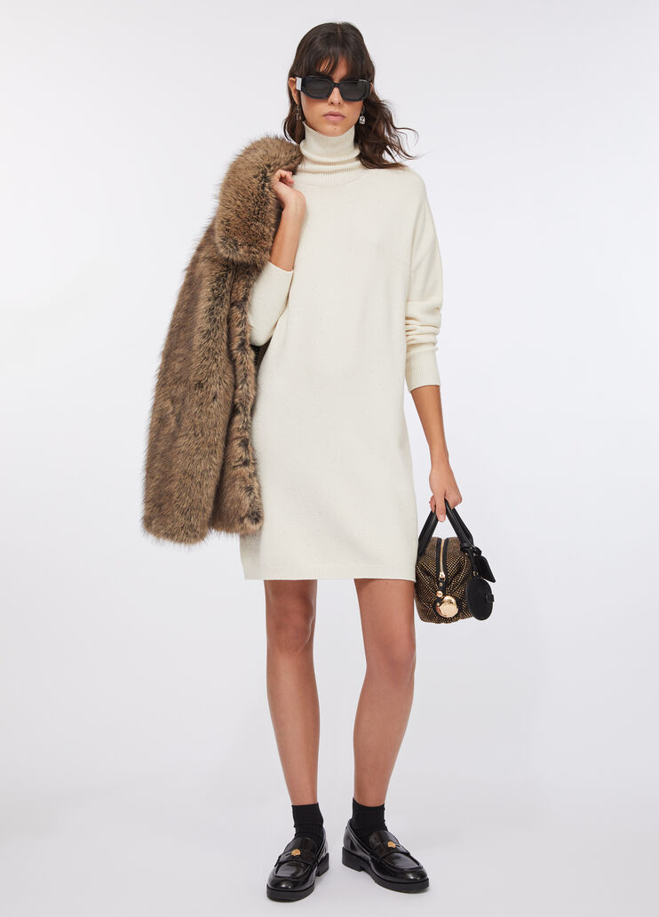 Strickkleid mit Mini-Pailletten Wollweiß Liu Jo - medium