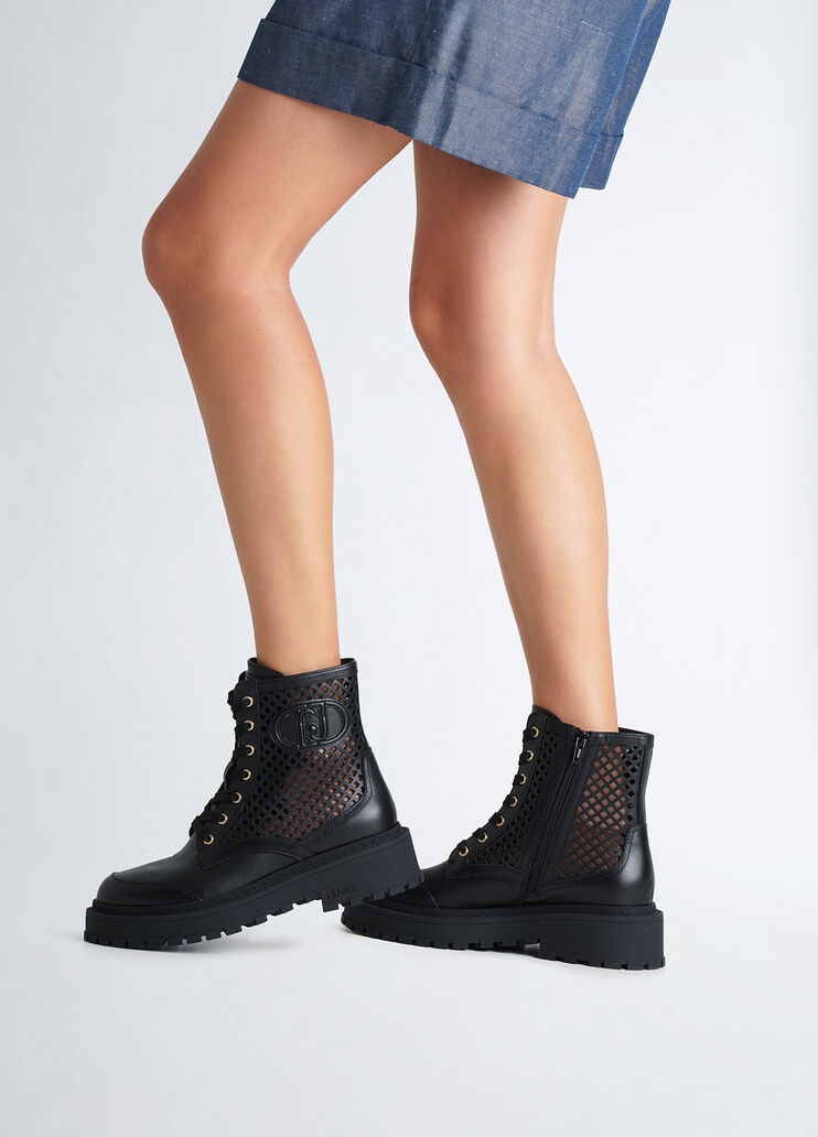 Perforated leather combat boots black Liu Jo - medium Perforated leather combat boots black Liu Jo - medium