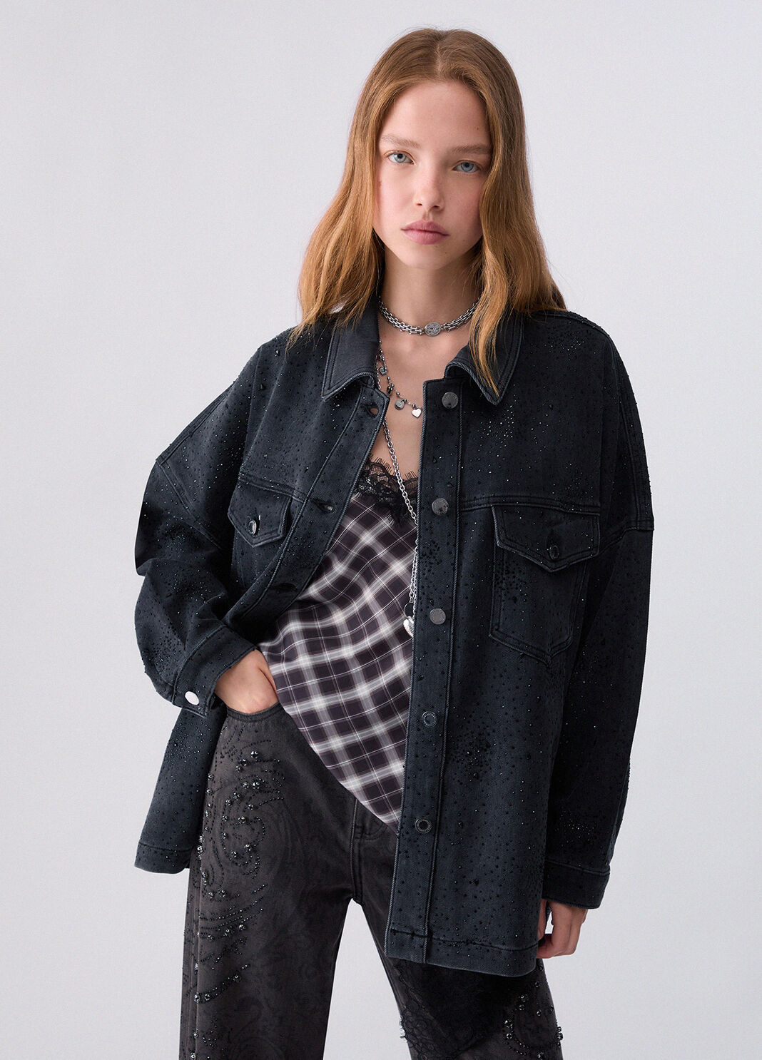 Oversized jacket with rhinestones black Liu Jo - large image number 0
