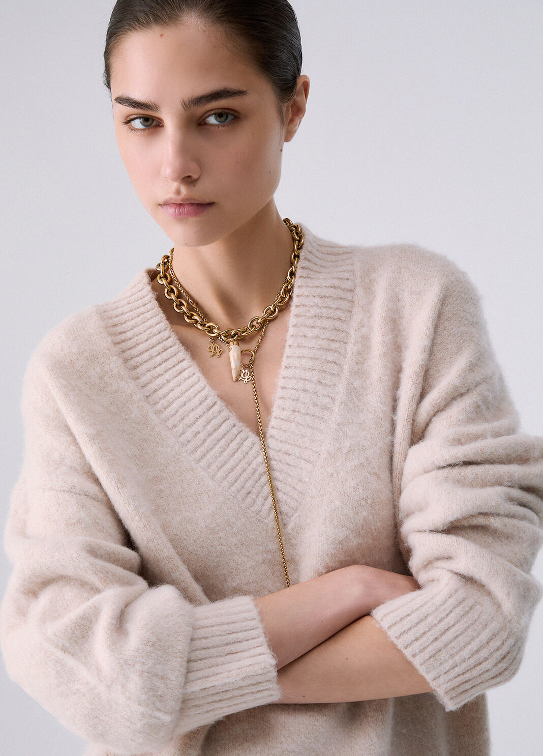 Short dress in brushed wool beige Liu Jo - large image number 4