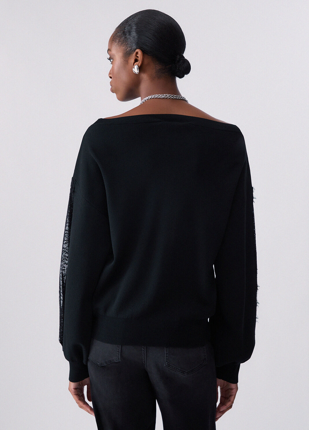 Sweater with lace inserts black Liu Jo - large image number 1