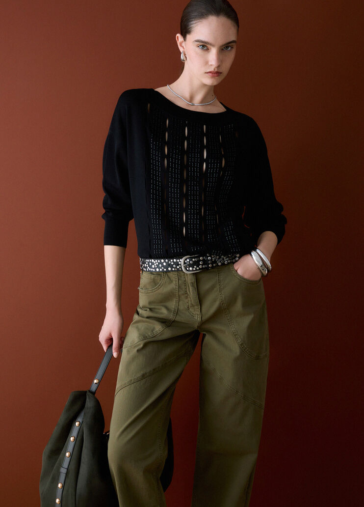 Knit with cut-outs embroidered black Liu Jo - medium