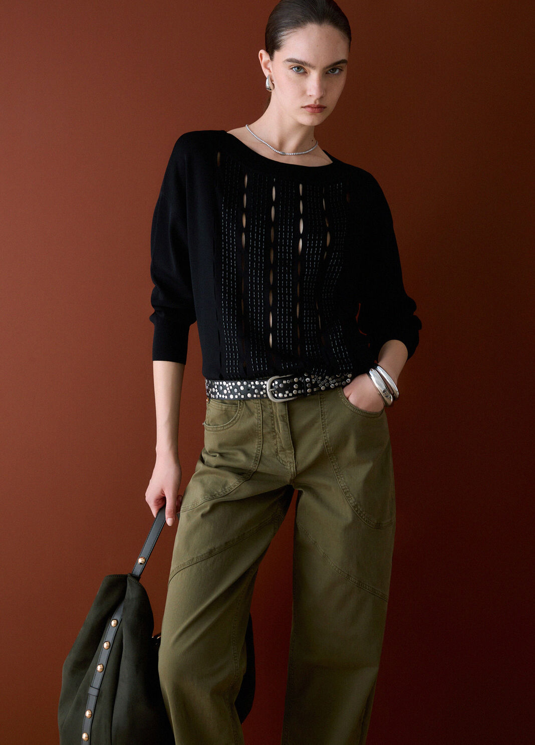 Strick mit Cut-outs bestickt schwarz Liu Jo - large image number 3