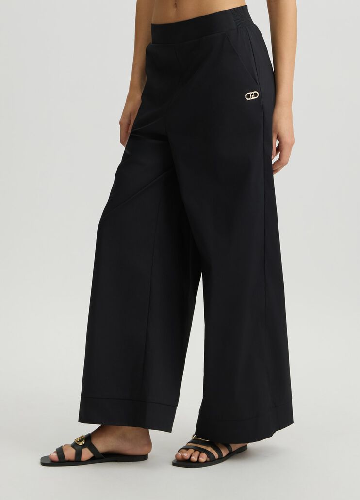 Cotton palazzo trousers black Liu Jo - large image number 3 Cotton palazzo trousers black Liu Jo - large image number 3