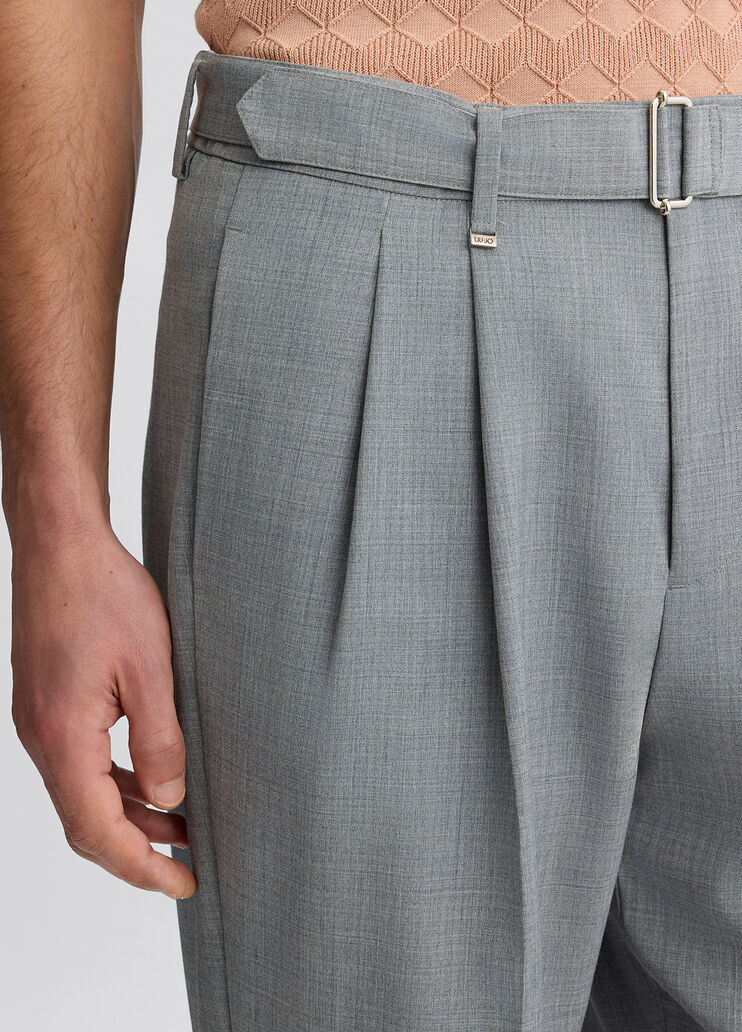 Trousers with belt melange grey Liu Jo - large image number 2 Trousers with belt melange grey Liu Jo - large image number 2
