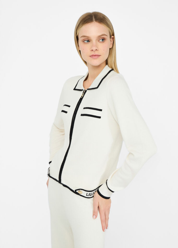 Cardigan with zip white Liu Jo - large image number 3 Cardigan with zip white Liu Jo - large image number 3