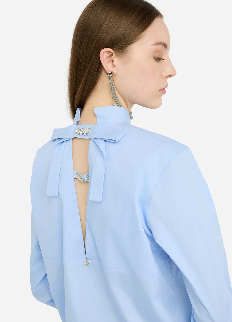 Shirt with bejewelled bow light blue Liu Jo - medium Shirt with bejewelled bow light blue Liu Jo - medium