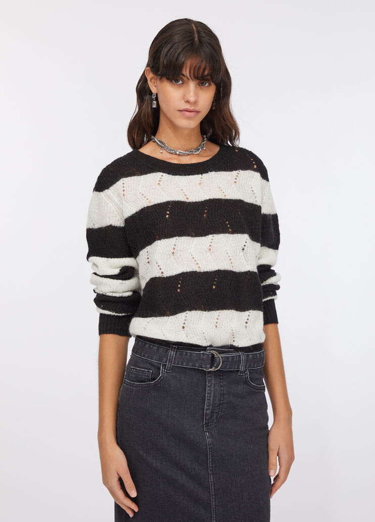 Striped wool and alpaca sweater black Liu Jo - medium