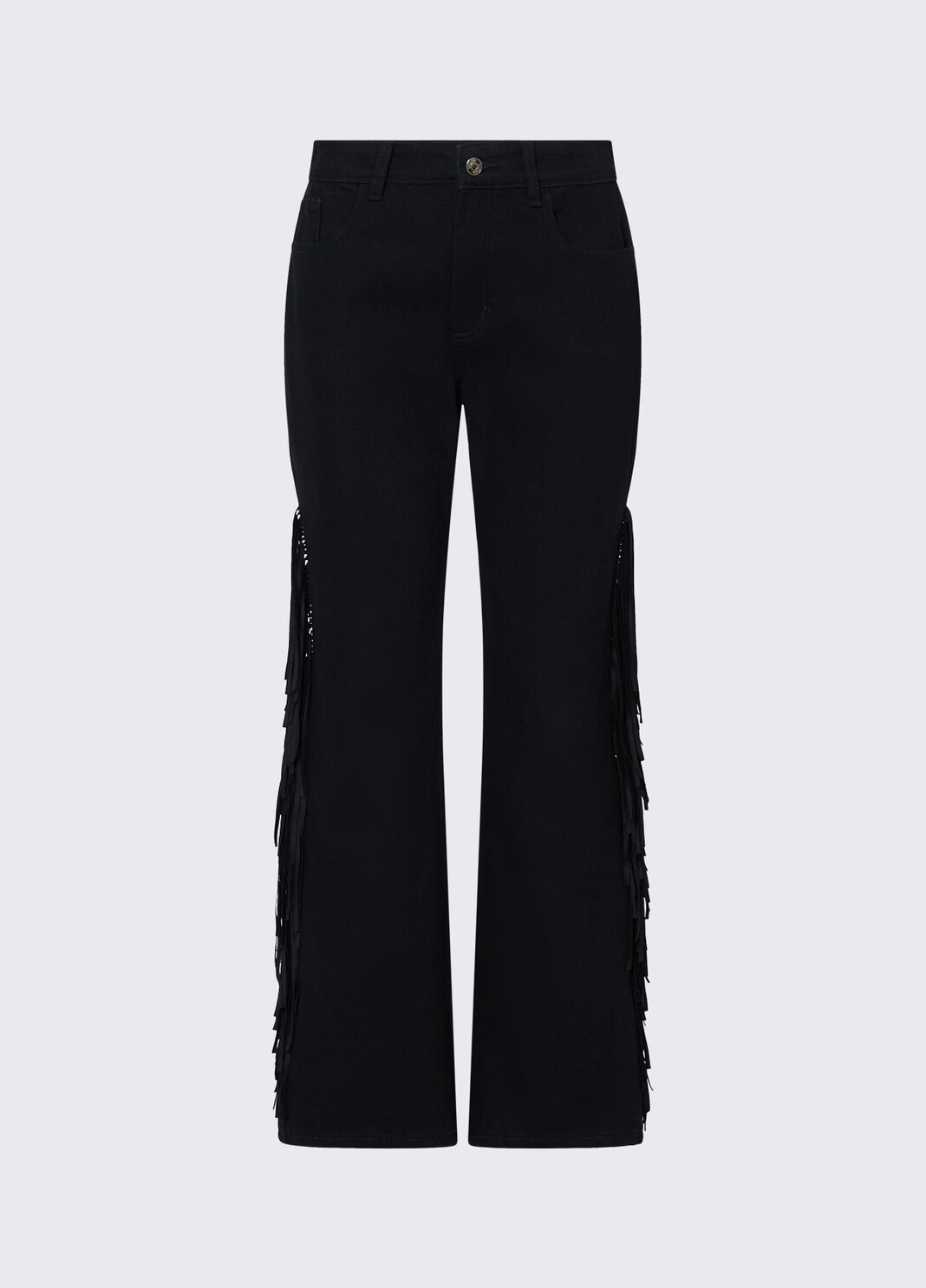 Jean droit avec franges denim noir Liu Jo - large image number 6