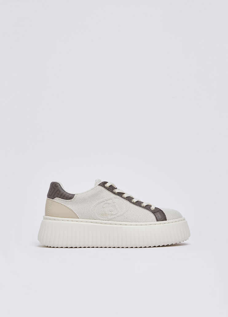 Canvas sneakers with maxi-logo white and brown Liu Jo - medium