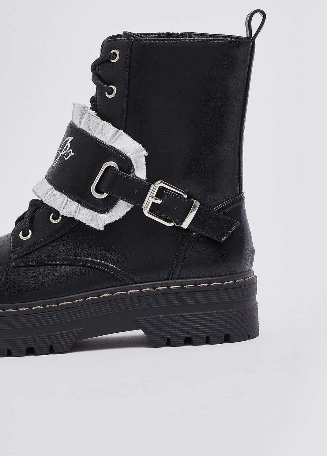 Schn&uuml;rboots mit Logo Schwarz Liu Jo - large image number 4