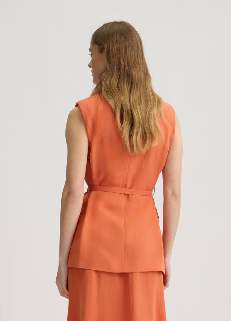 Waistcoat in linen blend terracotta Liu Jo - large image number 1 Waistcoat in linen blend terracotta Liu Jo - large image number 1