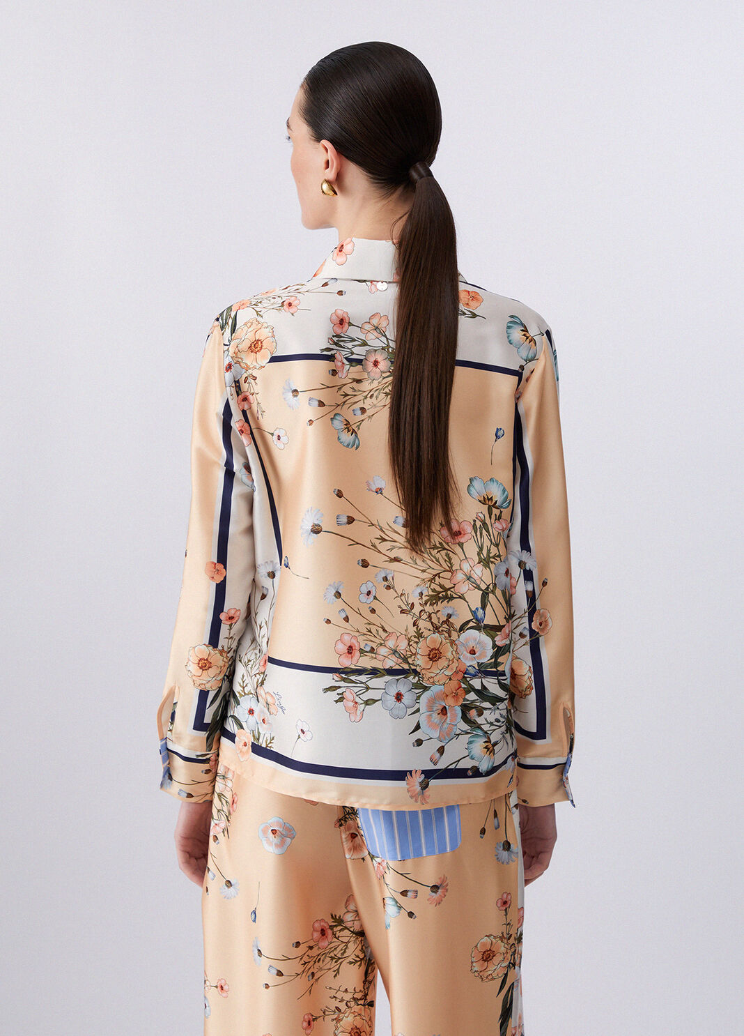 Рубашка из принтованного твила оранжевый/голубой Liu Jo - large image number 1