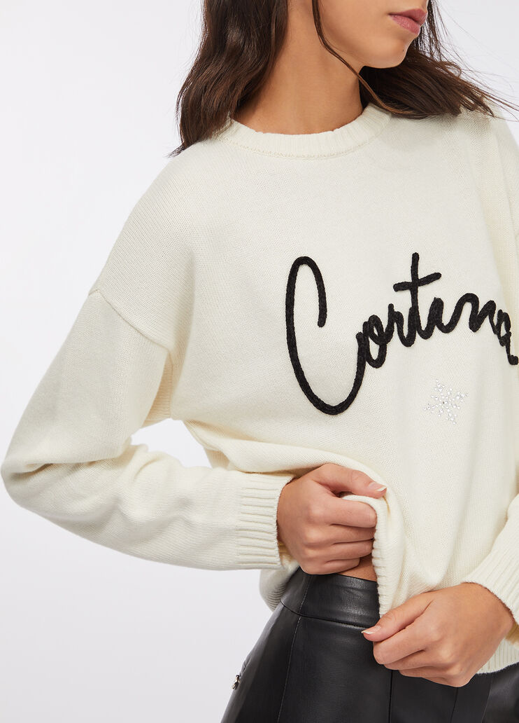 Jumper with embroidered lettering cream Liu Jo - medium