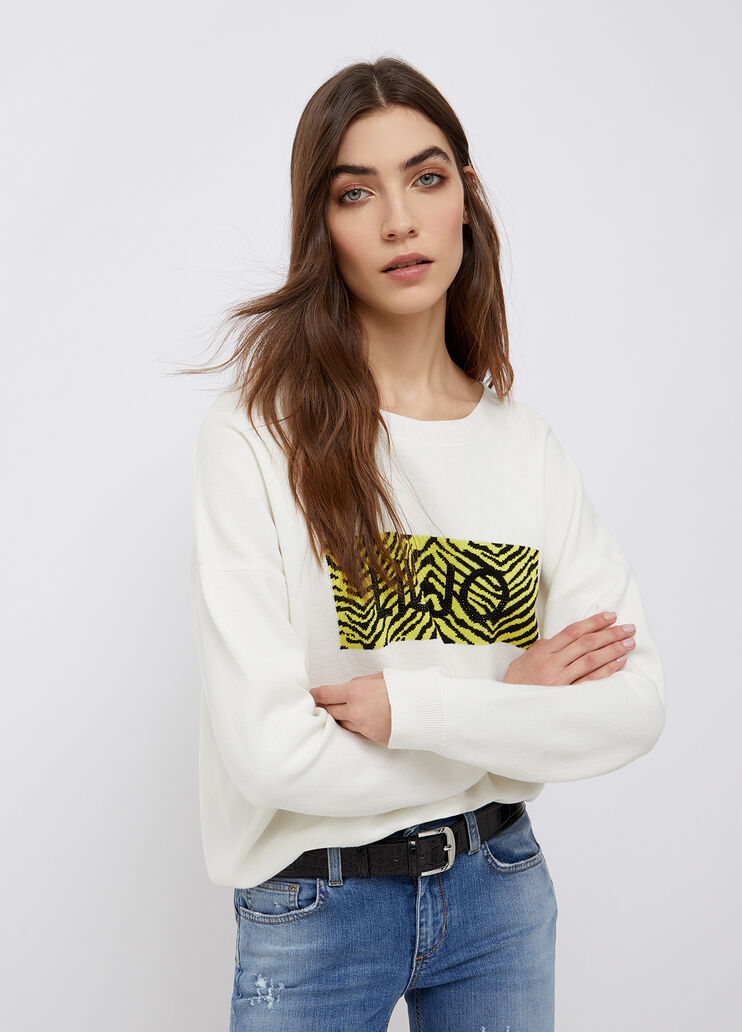 Felpa con logo bianco lana Liu Jo - large image number 0