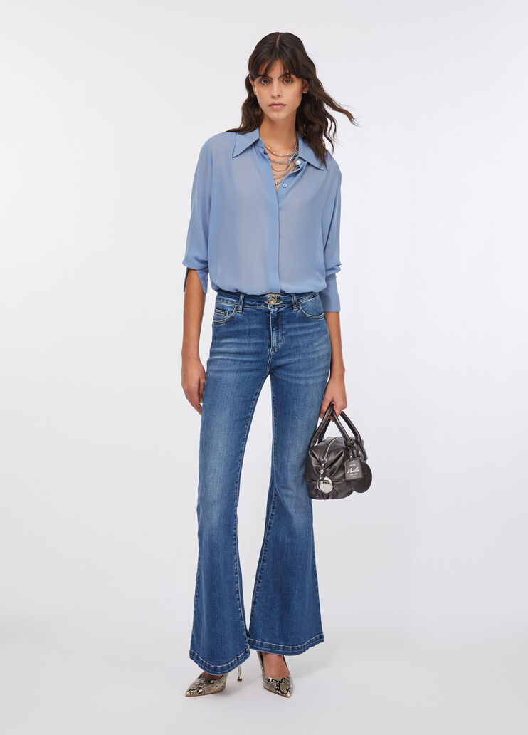 Jean bootcut avec ceinture denim bleu foncé Liu Jo - medium