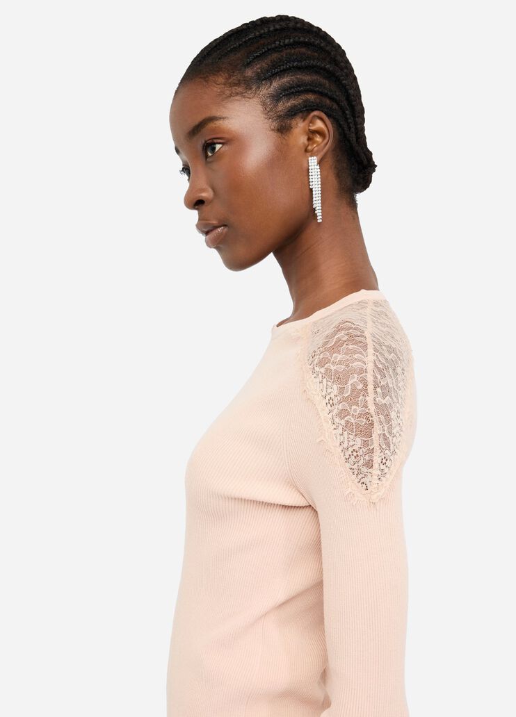 Pull avec dentelle rose poudre Liu Jo - medium