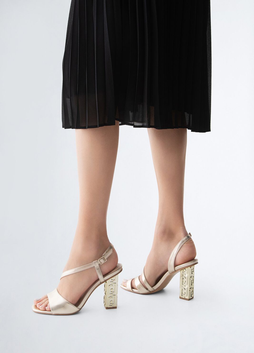 Sandals with branded heel gold Liu Jo - large image number 0