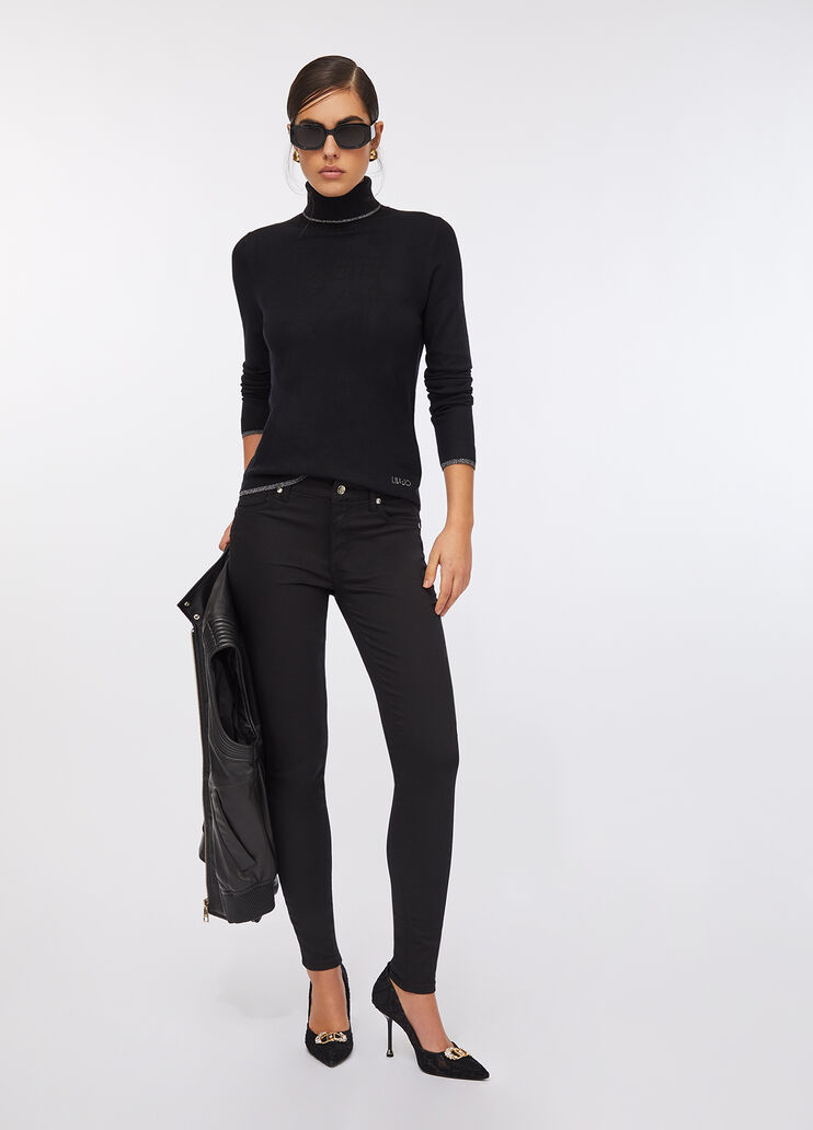 Skinny-Hose mit hohem Bund schwarz Liu Jo - medium