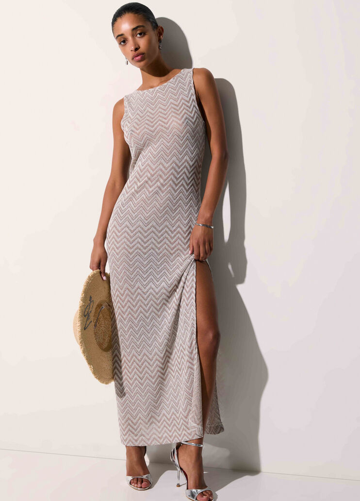 Langes Chevron-Strickkleid Beige Liu Jo - medium
