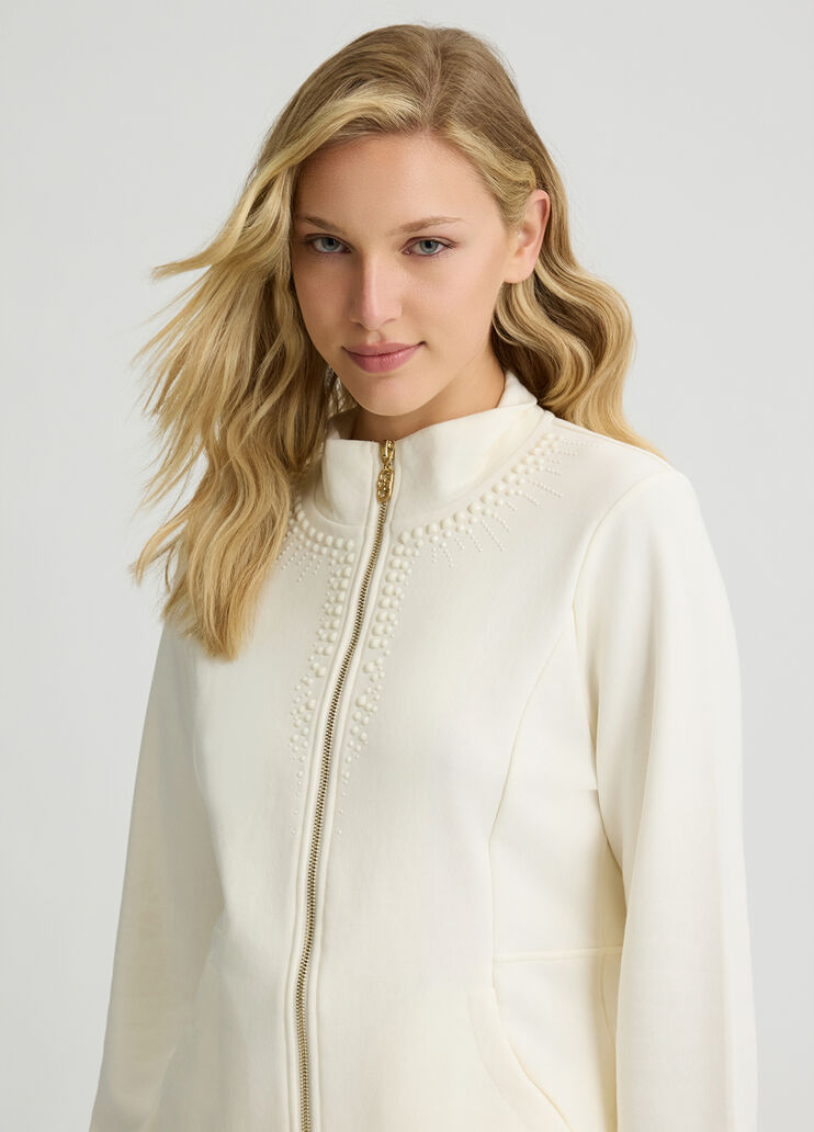 Sweatshirt with zip and rhinestones white Liu Jo - large image number 2 Sweatshirt with zip and rhinestones white Liu Jo - large image number 2