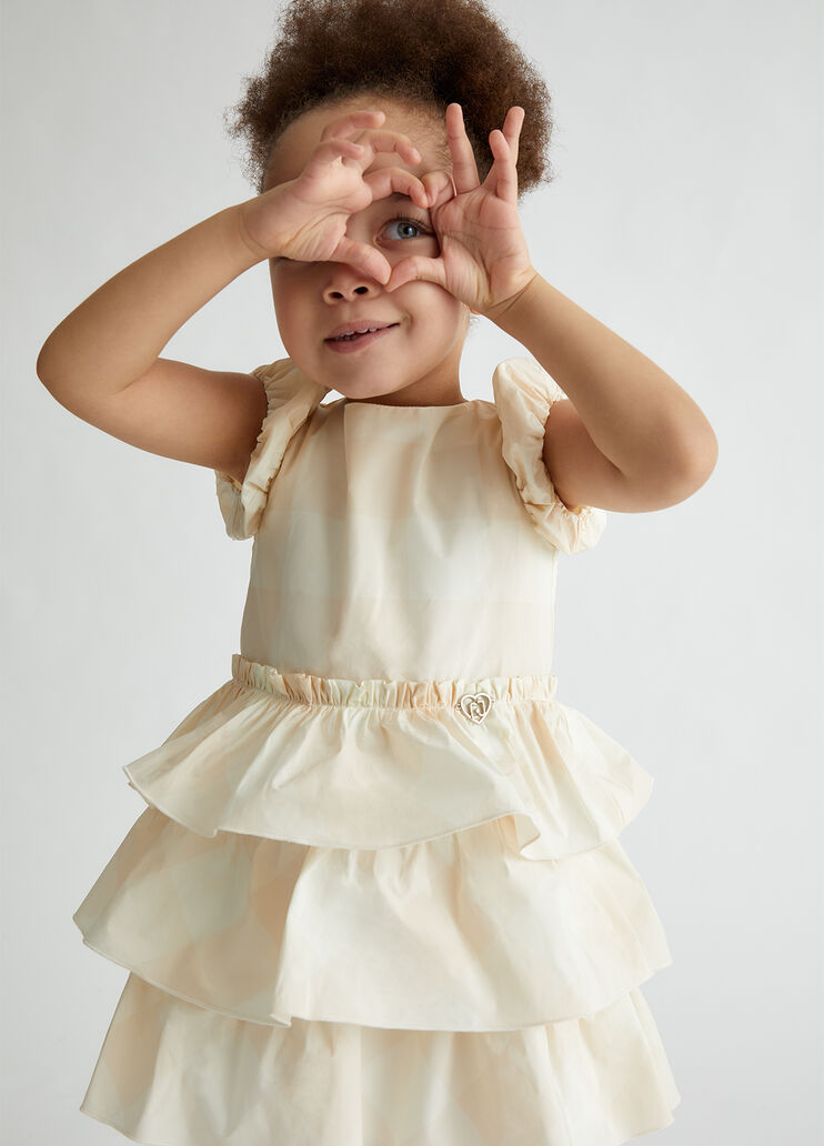 Vestido de cuadros con volantes champán Liu Jo - medium