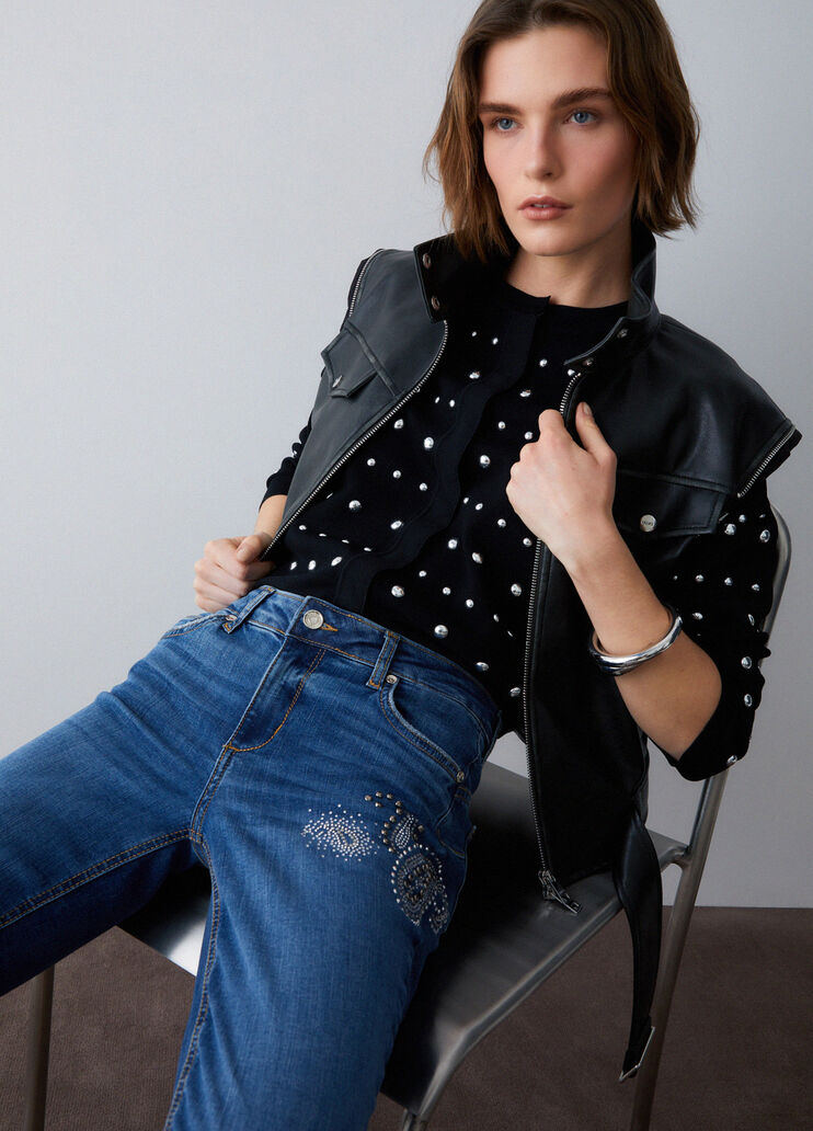 Skinny-Jeans mit Strass Denimblau Liu Jo - medium