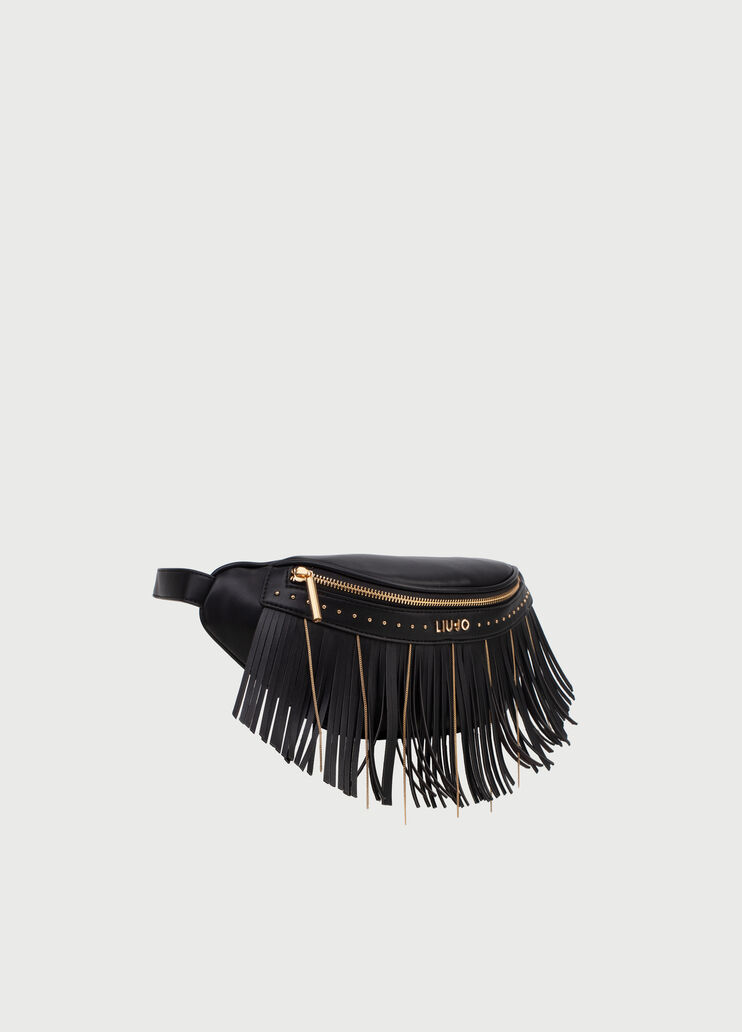Pouch bag with fringes and studs Black Liu Jo - large image number 2