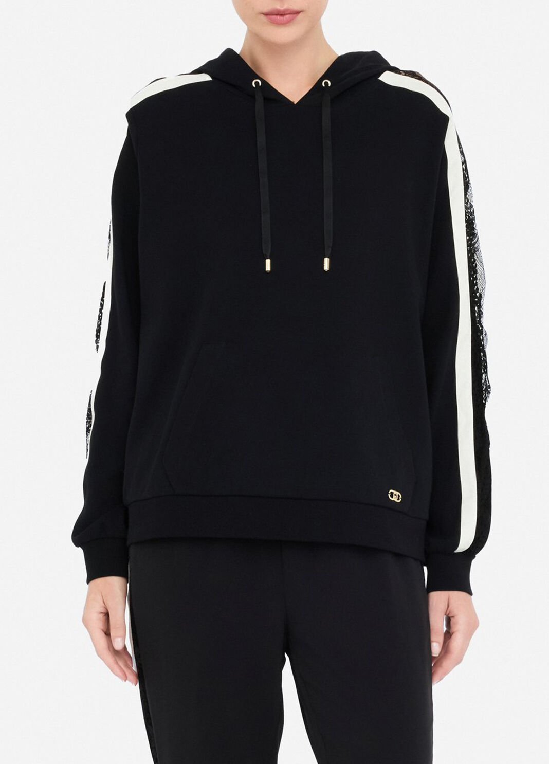 Sweatshirt aus Baumwolle mit Spitze Schwarz Liu Jo - large image number 0