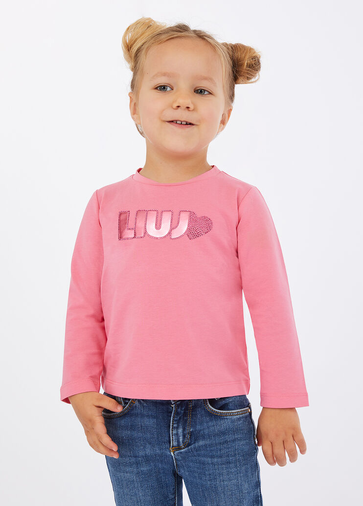 Cotton T-shirt with logo camellia Liu Jo - medium Cotton T-shirt with logo camellia Liu Jo - medium
