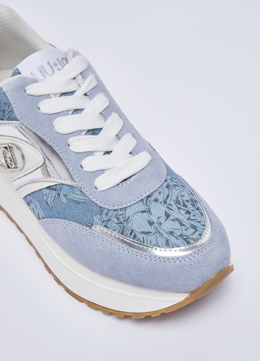 Sneakers &agrave; plateforme en denim imprim&eacute; bleu clair Liu Jo - large image number 4